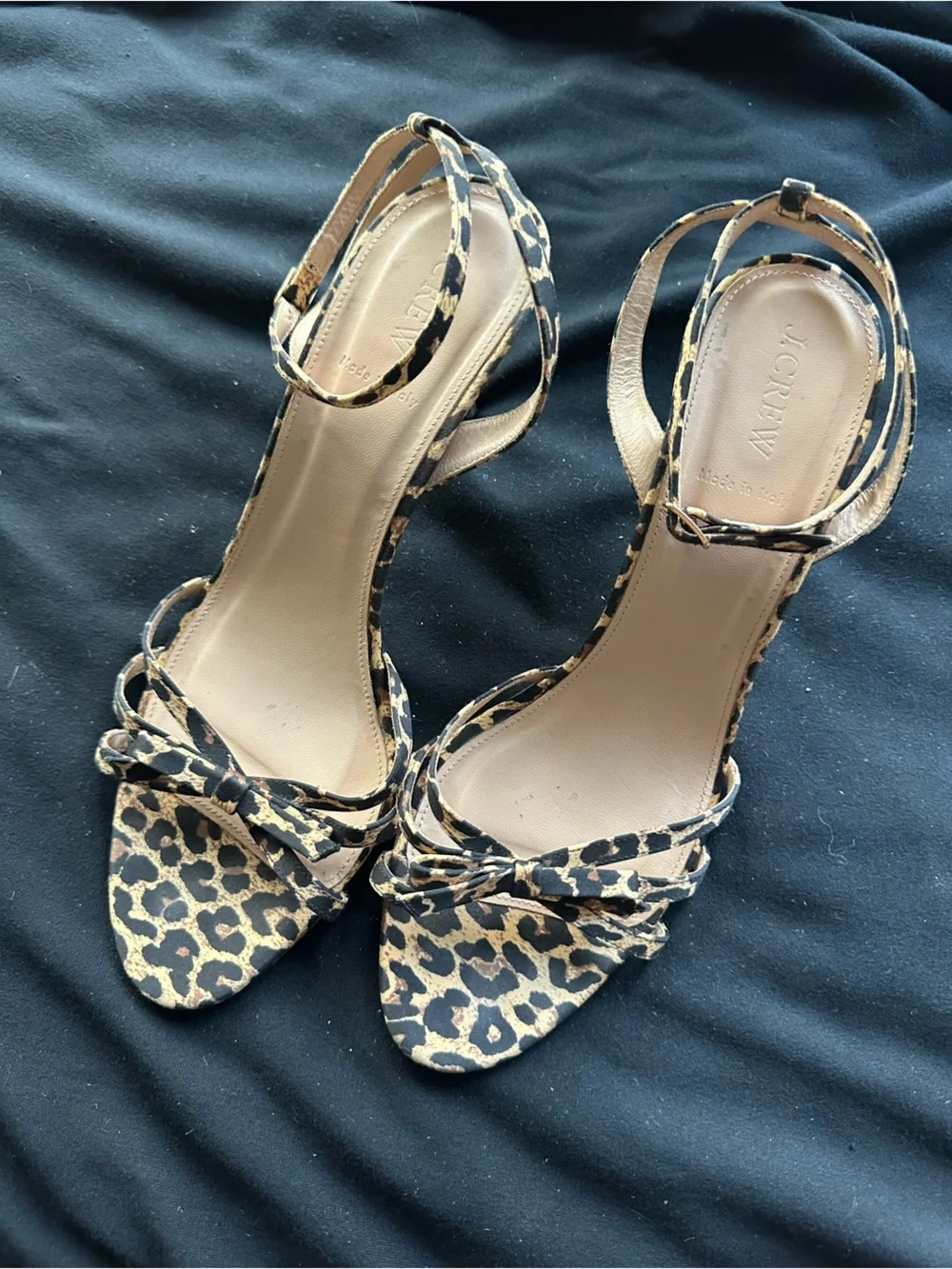 J Crew Leopard Print Ankle-Strap Sandals Women heels made in Italy size 11